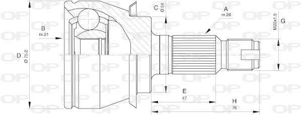 OPEN PARTS Шарнирный комплект, приводной вал CVJ5488.10